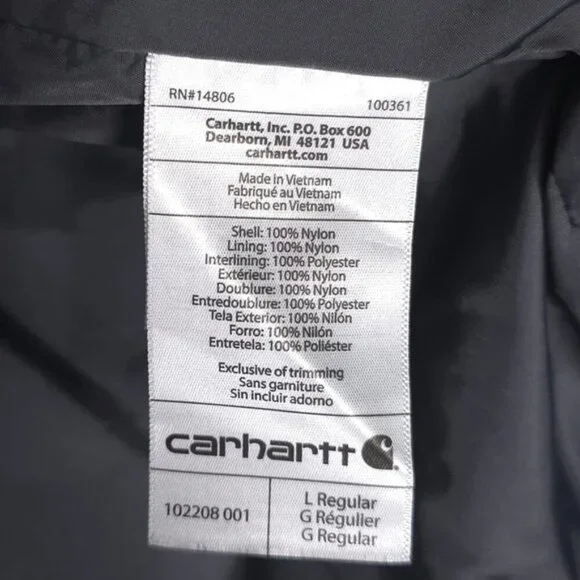 Carhartt Rain Defender Jacket LARGE Knoxville Nationals‎ Embroidered 102208